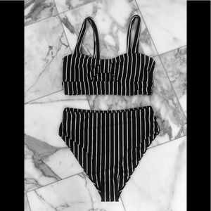 NWT ZAFUL Striped high waist bikini